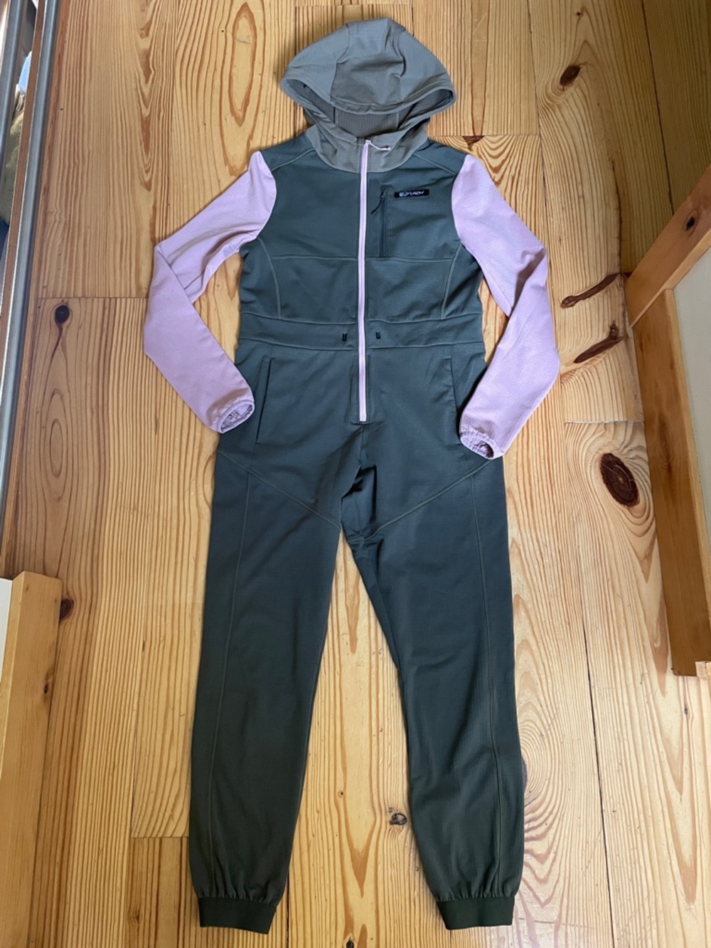 Flylow Sasha Fleece Onesie XS green grid fleece one piece baselayer
